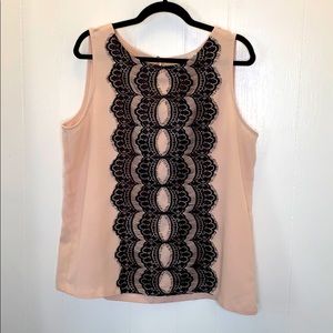 🎉3/$20 LOFT Cream & Black Sheer Top Size XL